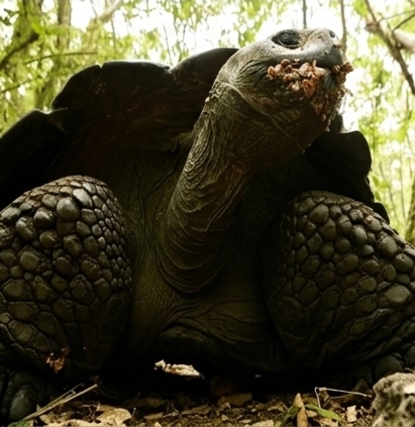 Giant Galápagos Tortoise in Wild Sanctuary