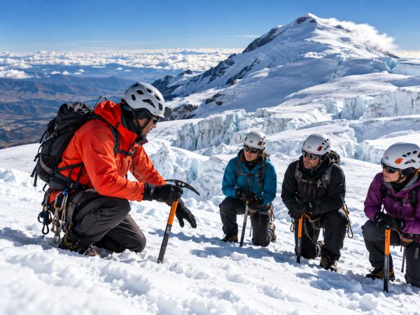 Spend the day on Cayambe Glacier learning essential mountaineering skills