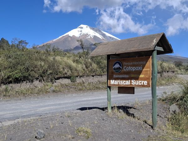 On the way up to Cotopaxi Refuge through the spectacular high-altitude landscapes of Cotopaxi National Park in the Ecuadorian Andes.